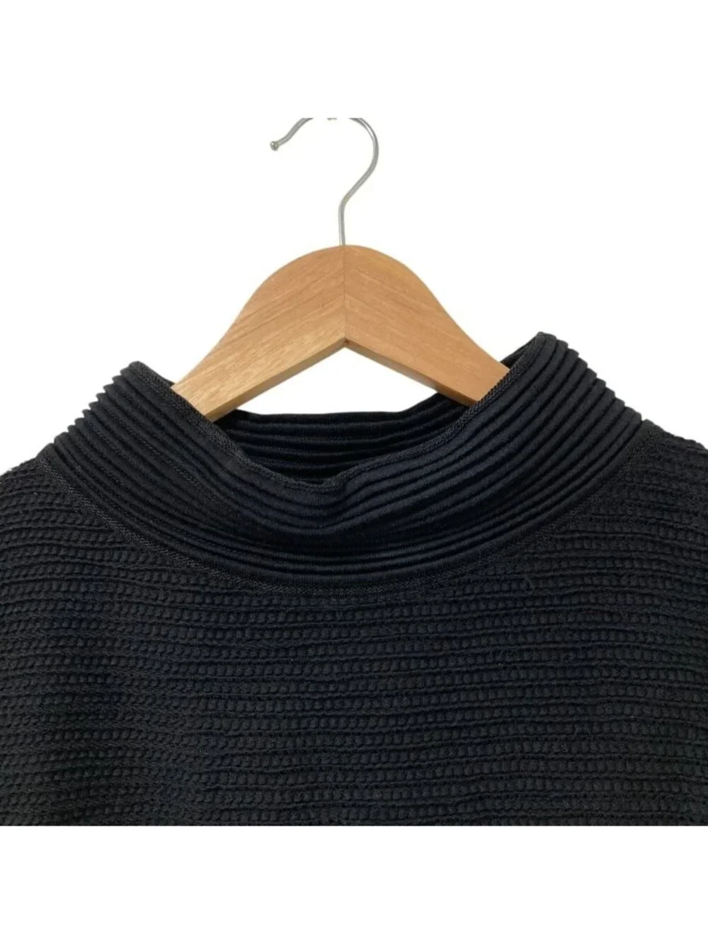 Chanel CC Logo Plate Bottleneck Short Sleeve Knit Top 36 Black Sweater